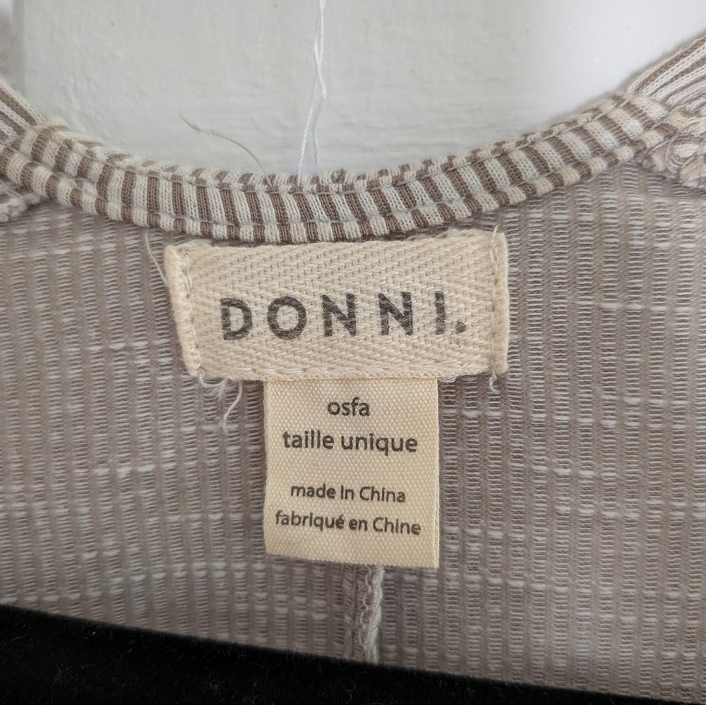 DONNI. for Anthropologie Taupe Ribbed Open Front Cardigan Duster - Picture 5 of 6